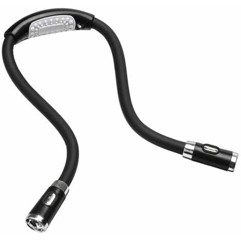 COAVAS Reading Lamp 4 LED Reading Light Neck, Reading Lamp for Reading in Bed, Hanging Lamp 3 Brightness Levels, 2 Flexible Soft Arms, Hands Free Ideal for Crafting, Knitting, Crocheting, Pure Black