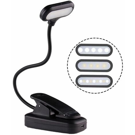 Reading Lamp for Reading in Bed at Night, Clip on Amber Book Light, Warm LED Reading Night Light, USB Rechargeable
