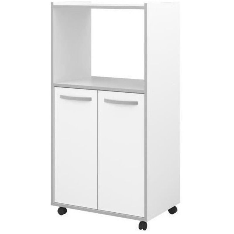 Les Tendances – Desserte de cuisine 60 cm blanche – 2 portes à fermeture magnétique – Panneaux de particules 16 mm – Made in France
