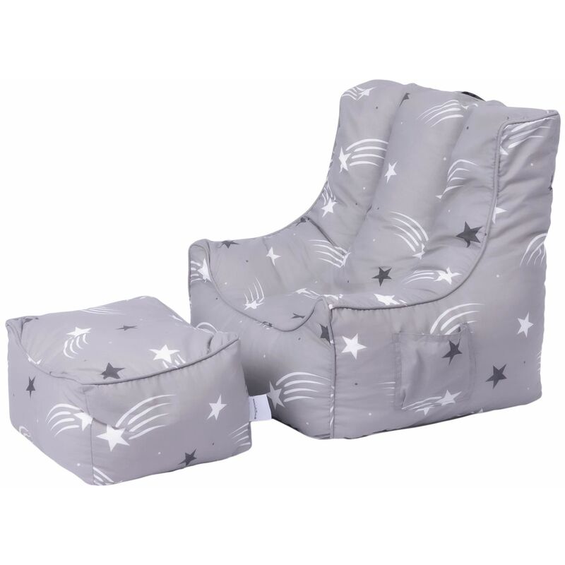 Ready Steady Bed - Fauteuil poire pour enfants avec pouf, fauteuil poire imprimé pour enfants pour l'intérieur, fauteuil pouf confortable pour les