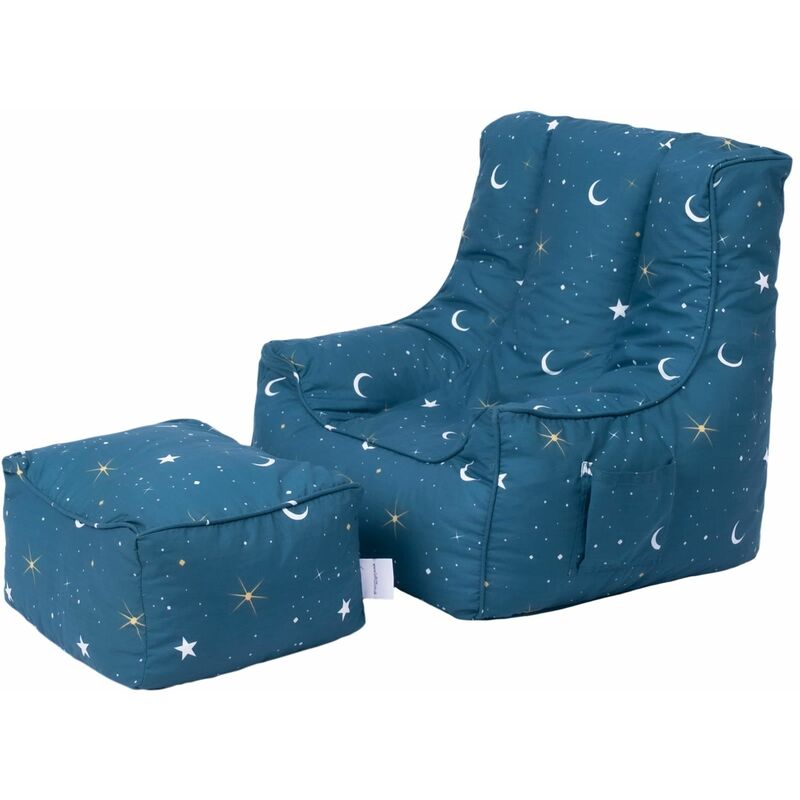 Ready Steady Bed - Fauteuil poire pour enfants avec pouf, fauteuil poire imprimé pour enfants pour l'intérieur, fauteuil pouf confortable pour les