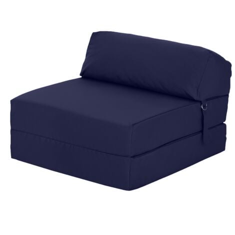 Ready Steady Bed - Matelas pliant, futon résistant à l'eau pour le camping, matelas pliable avec appui-tête, matelas de voyage convertible, 168x60x13 cm matelas d'invité - Marine