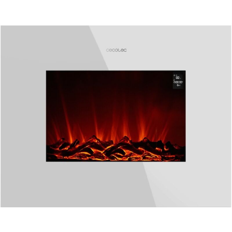 Cecotec - Foyer électrique décoratif Ready Warm 2250 Curved Flames. 2000 w, Taille 22', WiFi, 2 Niveaux de Puissance, Télécommande, Panneau incurvé,