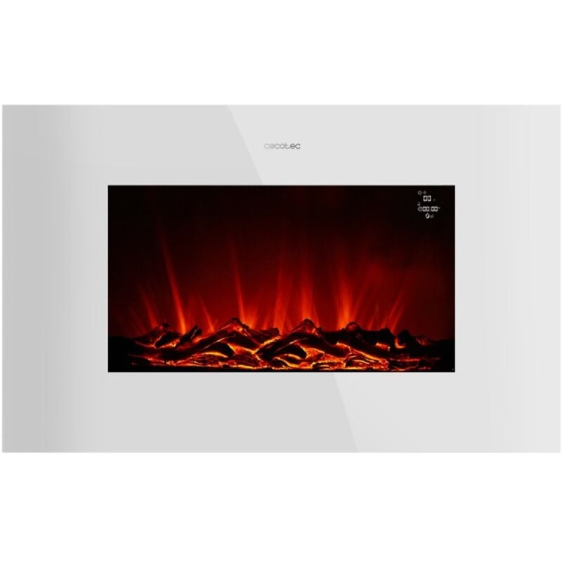 Cecotec - Foyer électrique décoratif Ready Warm 2250 Curved Flames. 2000 w, Taille 22', WiFi, 2 Niveaux de Puissance, Télécommande, Panneau incurvé,