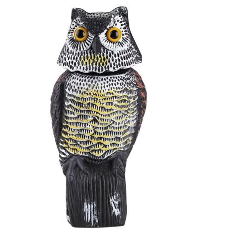 Réaliste effaroucheur d'oiseaux tête rotative son hibou rdeur leurre Protection répulsif antiparasitaire épouvantail jardin cour déplacer