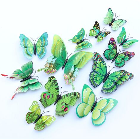 Realistische 3D-Schmetterlings-Wandtattoos mit zwei Lagen – Kreative, farbenfrohe Schmetterlingsaufkleber aus PVC für die Wohnzimmerdekoration