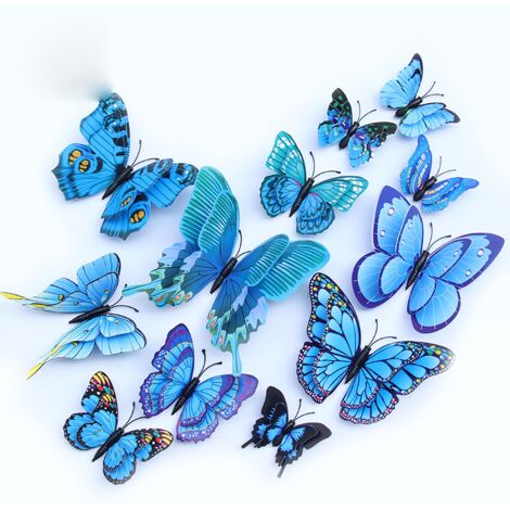 Realistische 3D-Schmetterlings-Wandtattoos mit zwei Lagen – Kreative, farbenfrohe Schmetterlingsaufkleber aus PVC für die Wohnzimmerdekoration