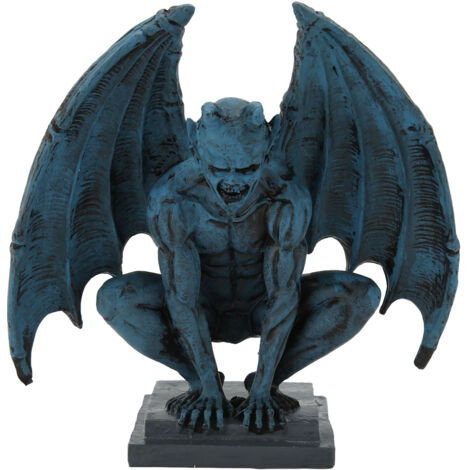 Realistische Gargoyle-Statue aus Kunstharz, gotische Skulptur, Ornament für Haus, Garten, Hof, Büro, blau
