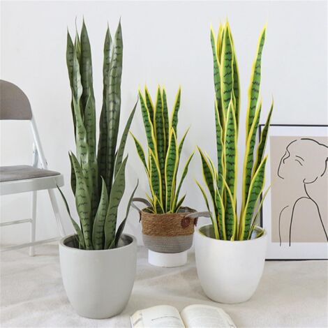 Realistische künstliche Bogenhanfpflanze im Topf, Sansevieria, künstlich, tropisch, für Zuhause, Büro, Wohnzimmer, Garten, Höhe 40 cm, grün