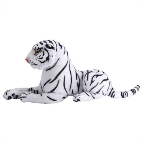 Realistisches weißes Tiger-Plüschtier, weiches und flauschiges Kuschelkissen für eine große Katze