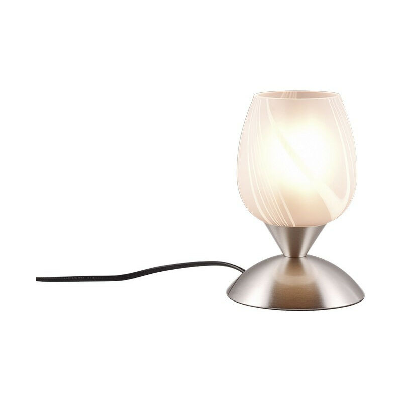 Image of Trio Lighting - Reality Cup Ii Lampada da tavolo moderna Cup Ii in nichel opaco, paralume in vetro decorato