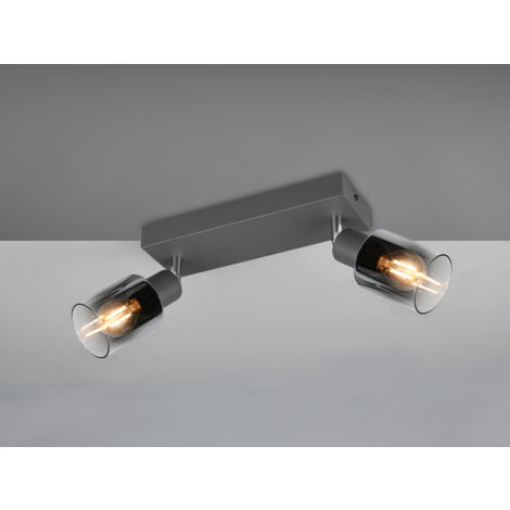 Reality Deckenstrahler 2er Spot Cadiz E14  schwarz Metall Glas