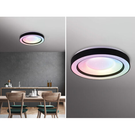 Reality LED Deckenleuchte Arco schwarz matt, Fernbedienung Deckenleuchte