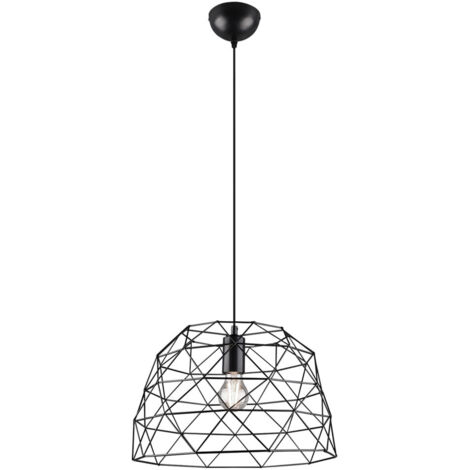 REALITY LEUCHTEN - LAMPADARIO A SOSPENSIONE HAVAL A GABBIA IN METALLO NERO E TESSUTO DIAMETRO 38CM