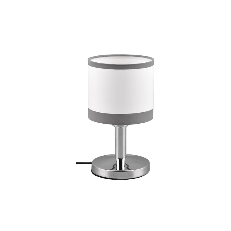 Reality Leuchten - lampe de table davos R59551006, métal chromé, abat-jour gris/blanc, excl. 1X E14