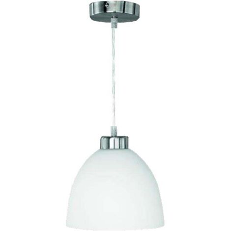 REALITY LEUCHTEN Pendelleuchte nickel matt, Glas Opal weiß, D=20cm