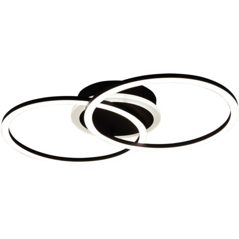 REALITY LEUCHTEN - PLAFONIERA VENIDA A LED DOPPIO CERCHIO NERO OPACO LARGHEZZA 50 CM