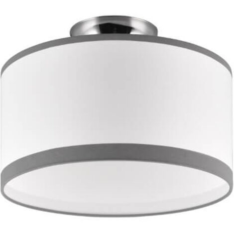 REALITY LEUCHTEN PLAFONNIER DAVOS R61552006, MÉTAL CHROMÉ, ABAT-JOUR GRIS/BLANC, EXCL. 1X E14