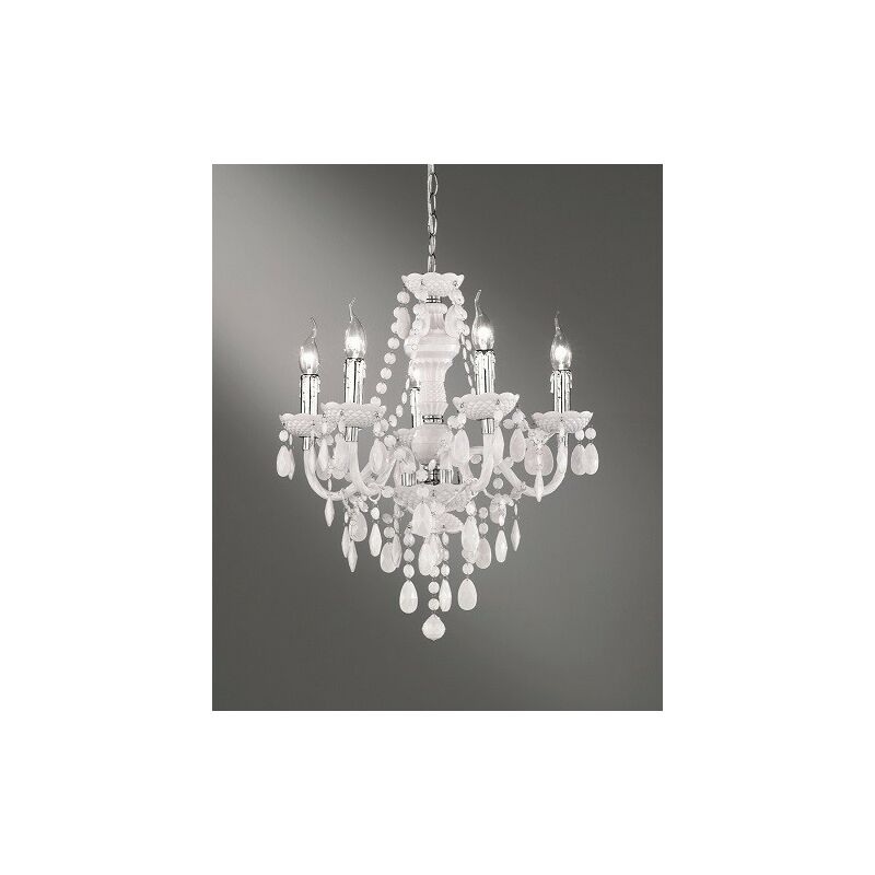 Trio Lighting - Lustre baroque, Lustre baroque 5 Lampes Blanc en Acrylique, trio