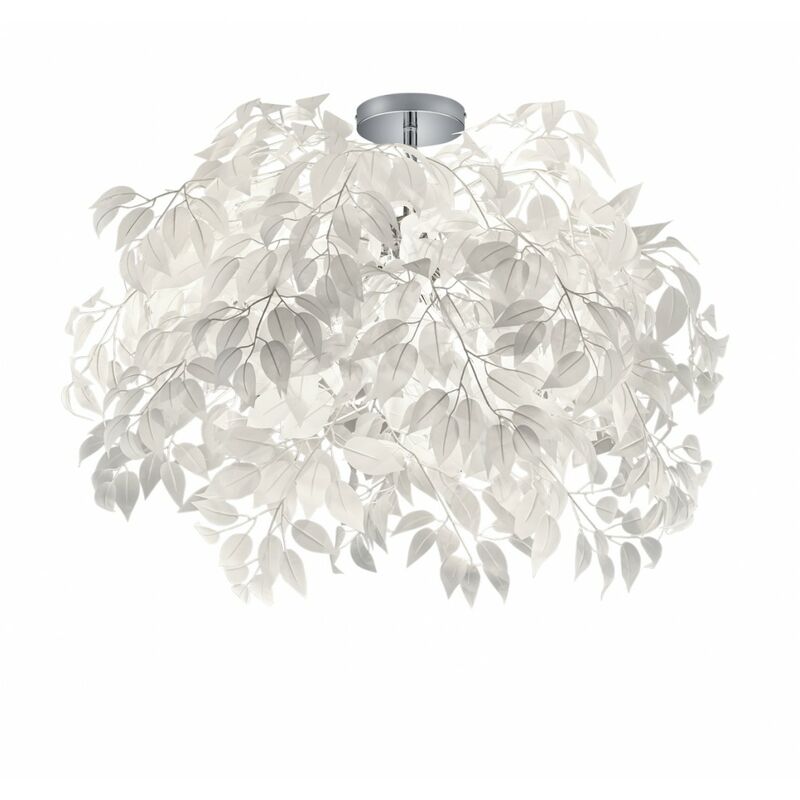 Reality Leuchten - Plafonnier 3 Lumières Leavy Blanc Lavable Feuilles Ø70 cm Trio Lighting
