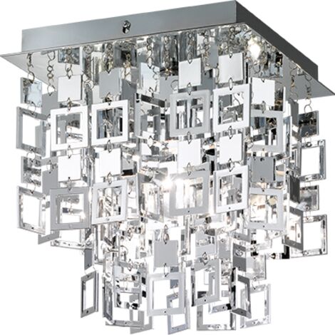 Reality Leuchten Reality R61441106 Plafoniera, 1xE27, 60 W, Quadrato, Cromo, 24x24x26 cm, Metallo