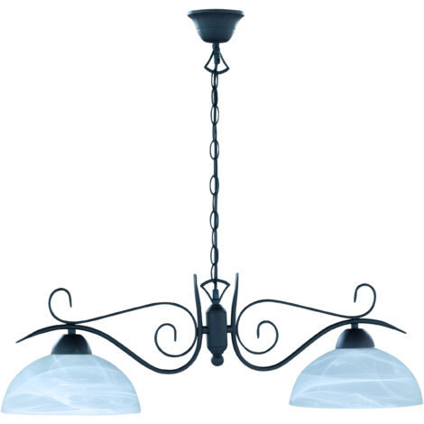 RealityTrio Lustre style rustique, verre en albâtre blanc, rouille