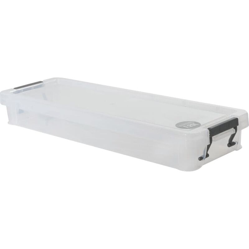 Whitefurze Allstore 1.25LTR 370X110X50MM Storage Box with Lid - Transparent