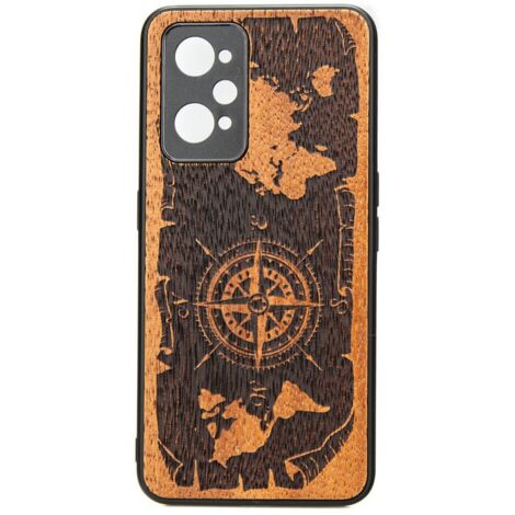 Realme GT 2 / GT Neo 2 / GT Neo 3T Custodia in legno WIND ROSE MERBAU