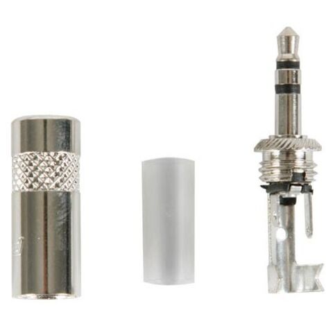 REAN - FICHE 3.5mm A 3 POINTS. CORPS METALLIQUE AVEC COLLIER DE CABLE A SERTIR NYS231 RI6020