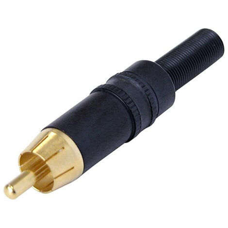 Rean - prise phono rca - contacts plaques or - anneau de marquage couleur noir