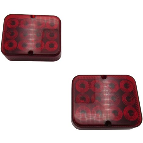 Rear Fog Light LED X2 (12V Tail Lamp Universal Red Car Trailer Square)