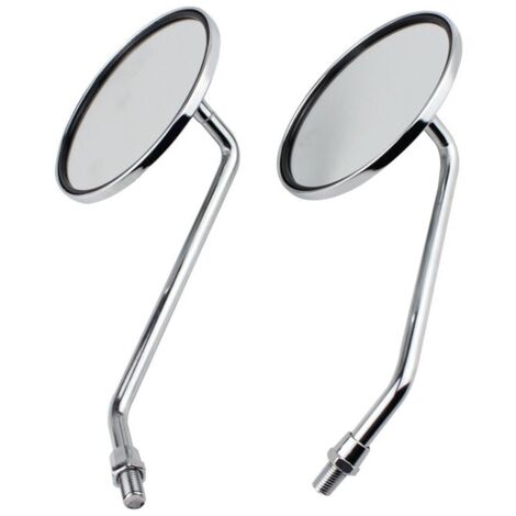 Rearview Mirrors - 1 Pair 8mm Round Silver Chrome Motorcycle Rearview Mirrors, Left and Right Rear View Mirrors, YMYNY