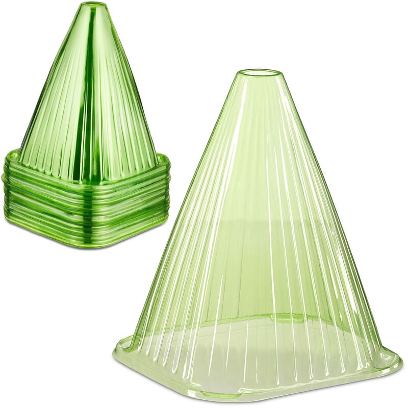 Cloche à salade, lot de 80, pvc, protection contre le gel et les escargots, hlp : 22 x 19 x 19 cm, verte - Relaxdays