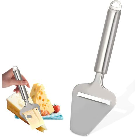 Rebanador de queso, acero inoxidable, cortador de queso Proline Rebanador manual de queso grueso para queso duro Rallador de queso de alta calidad, mango largo - 21,5 x 7,5 cm, plateado