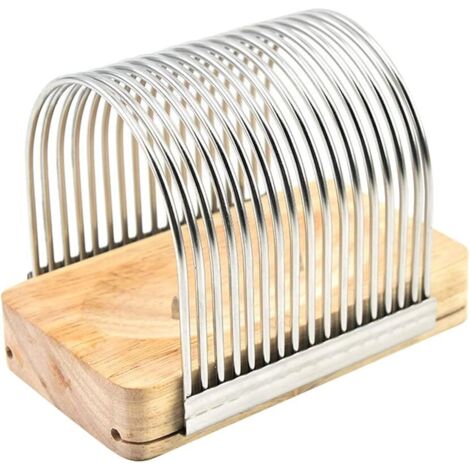 Rebanadora de pan manual de acero inoxidable, compacta, de grosor uniforme, ideal para pan casero, pasteles y bagels.