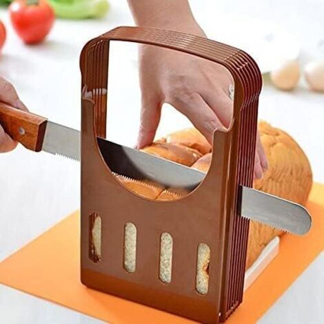 Rebanadora de pan, rebanadora de pan manual, guía para cortar tostadas, tabla para cortar pan con soporte para migas con 4 grosores diferentes, sandwichera, rebanadora de tostadas