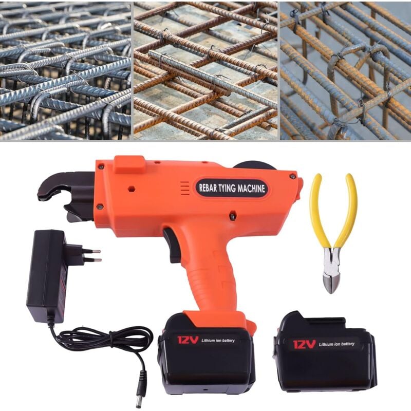 Rebar Machine à lier, électrique, 12 V, 6-25 mm, bande en acier, serre-fil automatique, machine à lier, outil de cerclage rapide