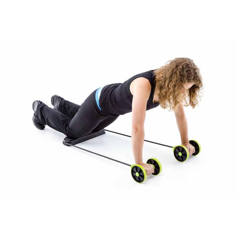 

Rueda para Abdominales con Alfombrilla, Doble Rodillos Abdominales Fitness para Mujer, Hombre, Rodillos Multifunctional para pecho, brazos - Rebblo