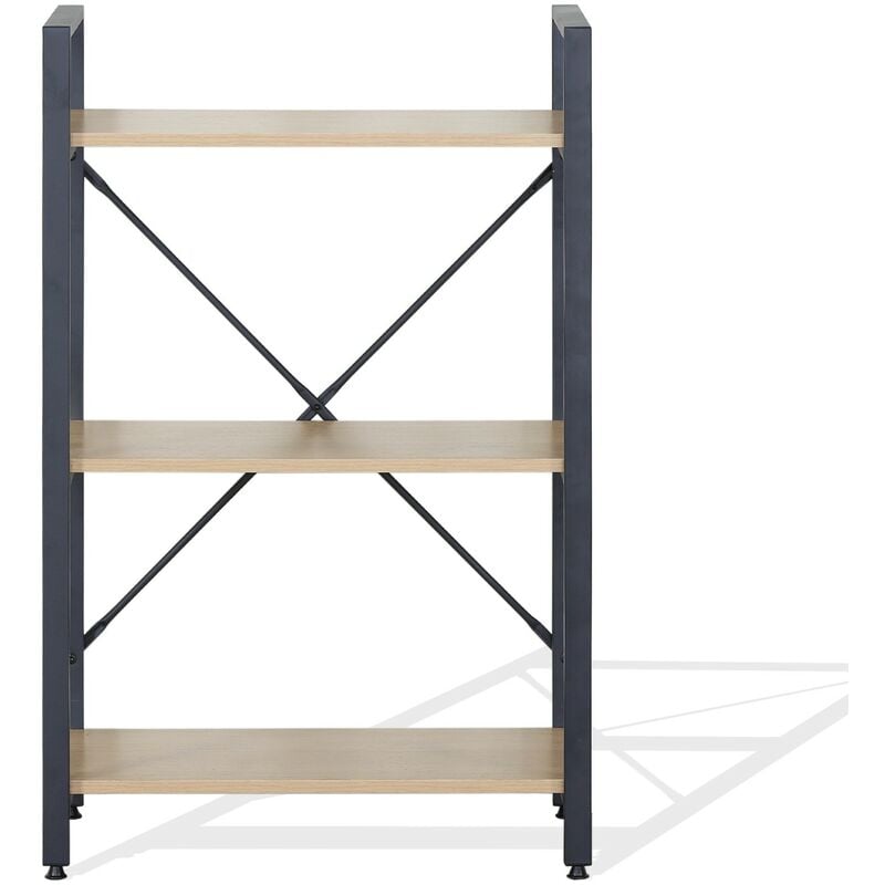 Mobili Rebecca - Rebeca Mobili Bibliothèque 3 étagères en métal et bois noir beige design moderne