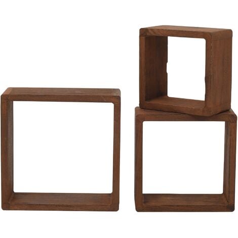 MOBILI REBECCA Rebecca Mobili 3er-Set Schweberegale quadratförmig Holz dunkelbraun 26x26x9