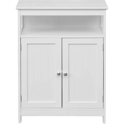 Rebecca Mobili Armario de Baño con 2 Puertas y Estante Madera Blanca Estantes de Diseño Moderno