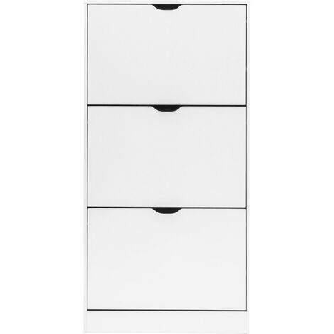 MOBILI REBECCA Rebecca Mobili Armario Zapatero MDF Blanco 3 Puertas Ahorro Espacio para 12 Pares