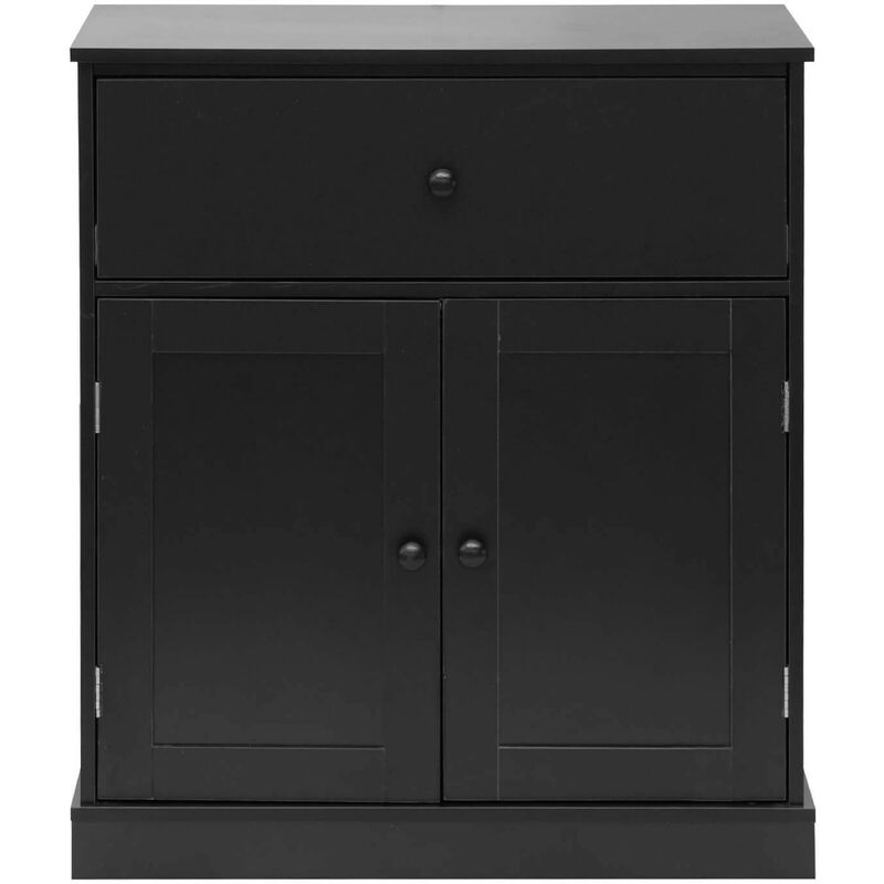 Mobili Rebecca - Rebecca Mobili Meuble Bas Gain de Place avec Tiroir 2 Portes Noir Polyvalent