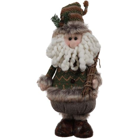 Rebecca Mobili Babbo Natale Gnomo Alto Verde Marrone Decorativo 48x22x14