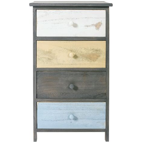 Rebecca Mobili Beistellschrank Kommode 4 Schubladen Holz Grau Rustikal 72x40x29