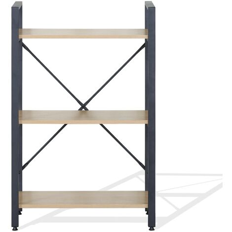 Rebecca Mobili Bücherregal 3 Regale aus Metall und Holz Schwarz Beige Modernes Design
