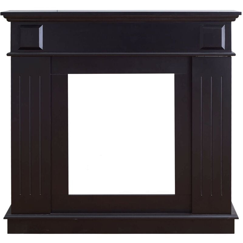 Mobili Rebecca - Rebecca Mobili Cadre Decoratif Cheminée Decorative Bois Noir 100x109x26