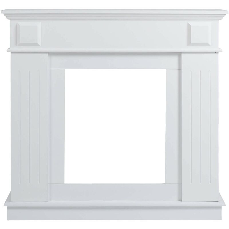 Mobili Rebecca - Rebecca Mobili Cadre Decoratif Cheminée Decorative Bois Blanc 100x109x26