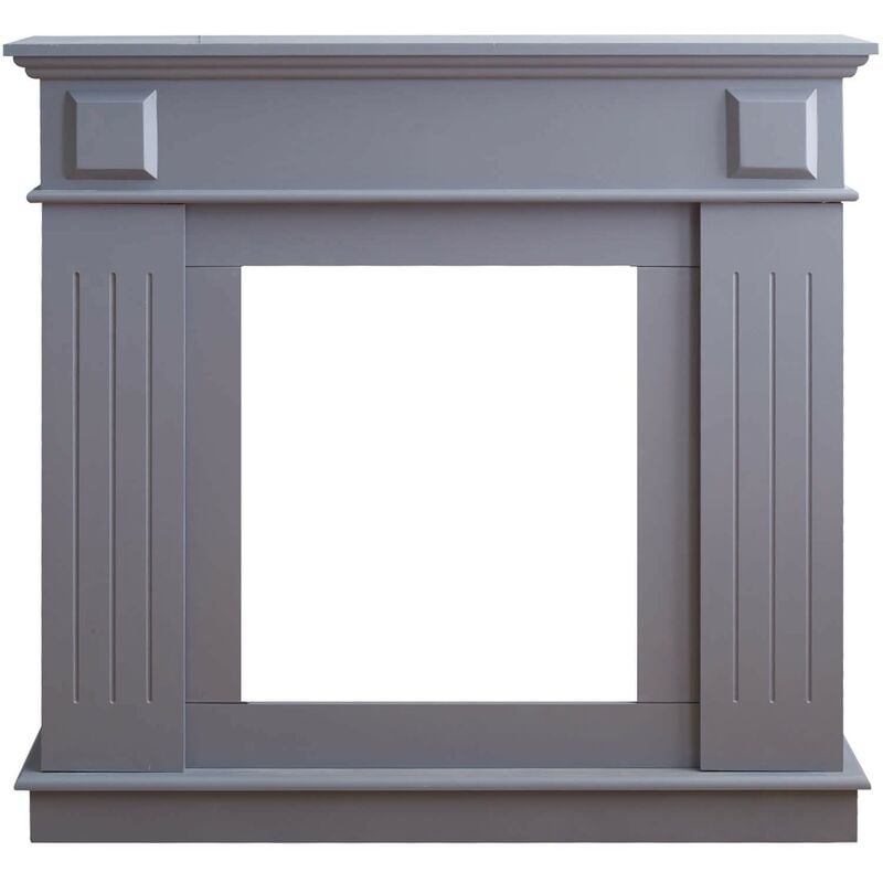 Mobili Rebecca - Rebecca Mobili Cadre Décorative Cheminée Décoration Mdf Gris 100x109x26