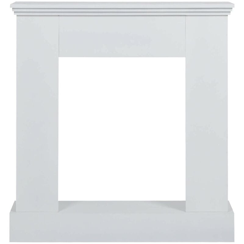 Rebecca Mobili Cadre Decoratif Manteau de Cheminée Bois Blanc 98x93x23